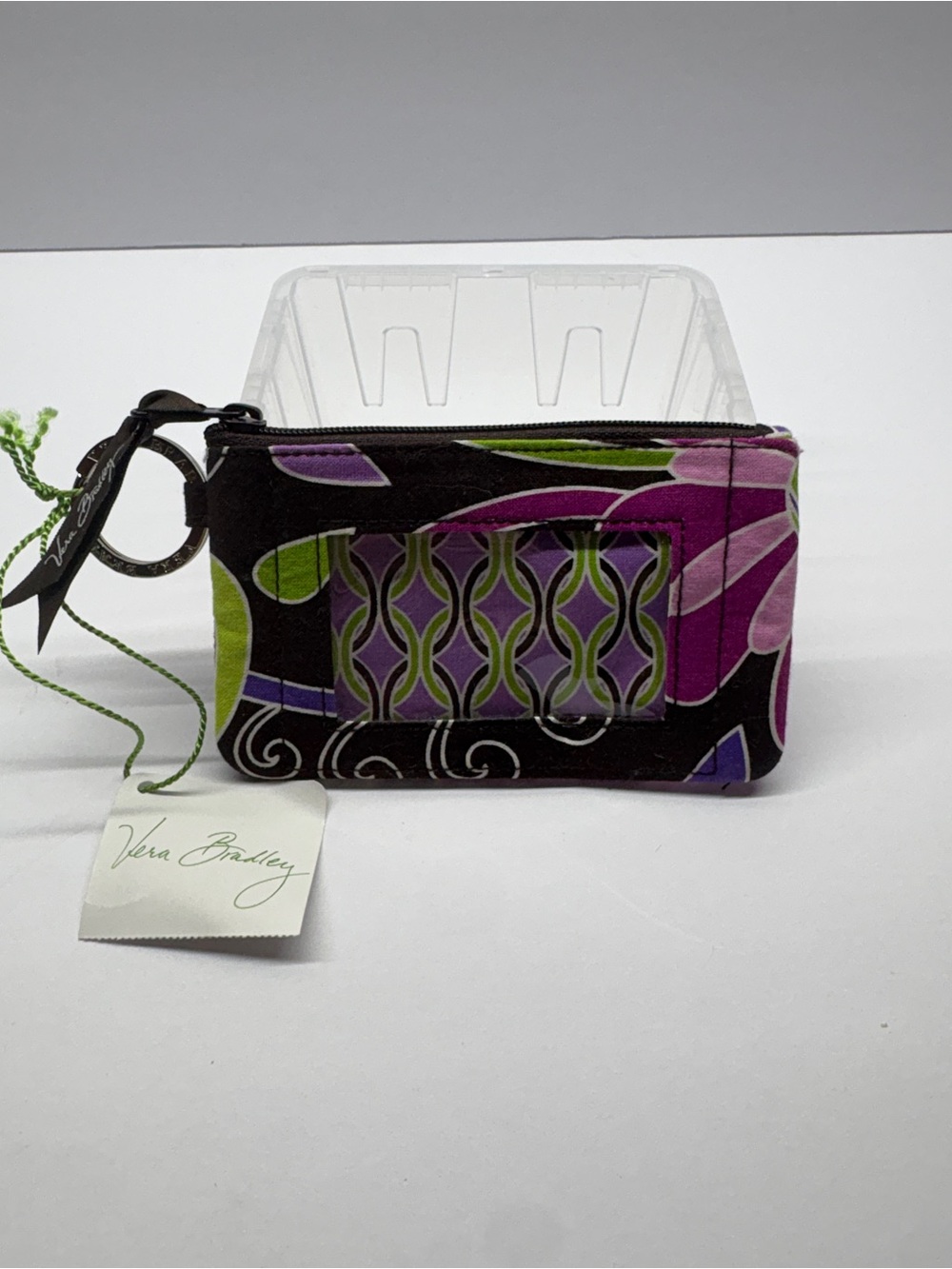 Vera Bradley Purple Punch Zip ID Case NWT Retired Floral Wallet